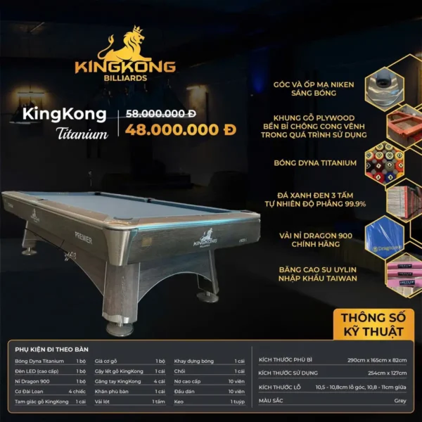 BÀN BIDA LỖ KINGKONG TITANIUM
