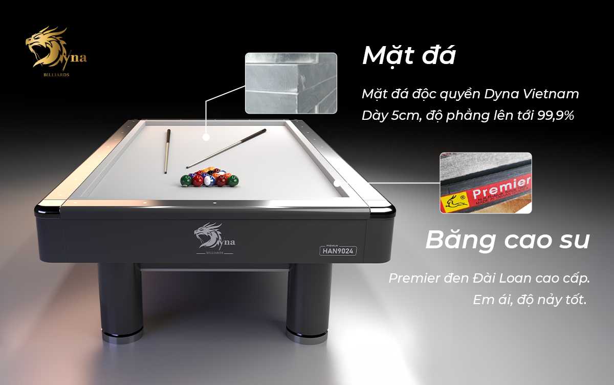 BÀN BIDA LÍP DYNA MAVERICK 9 MẶT ĐÁ VÀ BĂNG CAO SU