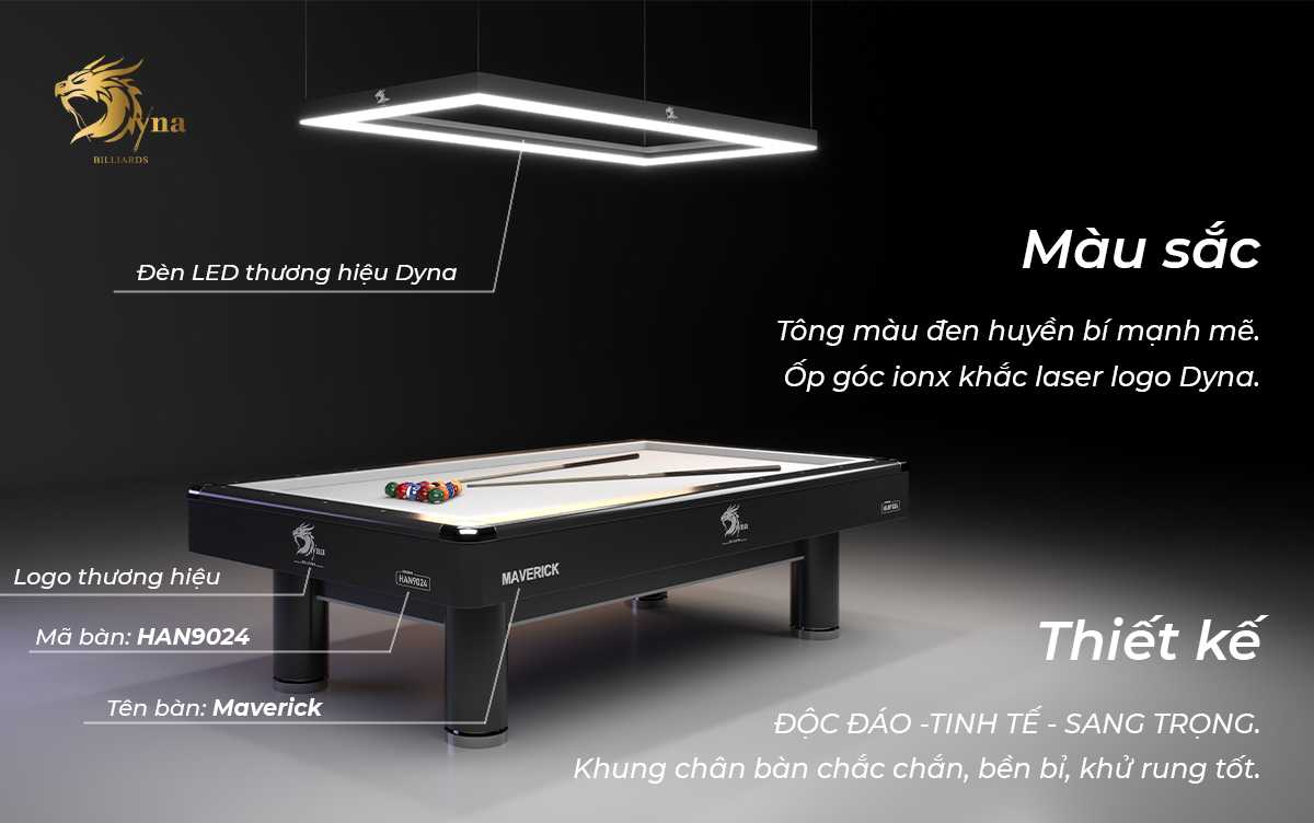 BÀN BIDA LÍP DYNA MAVERICK 7 MÀU SẮC CỦA BÀN BIDA LÍP DYNA MAVERICK