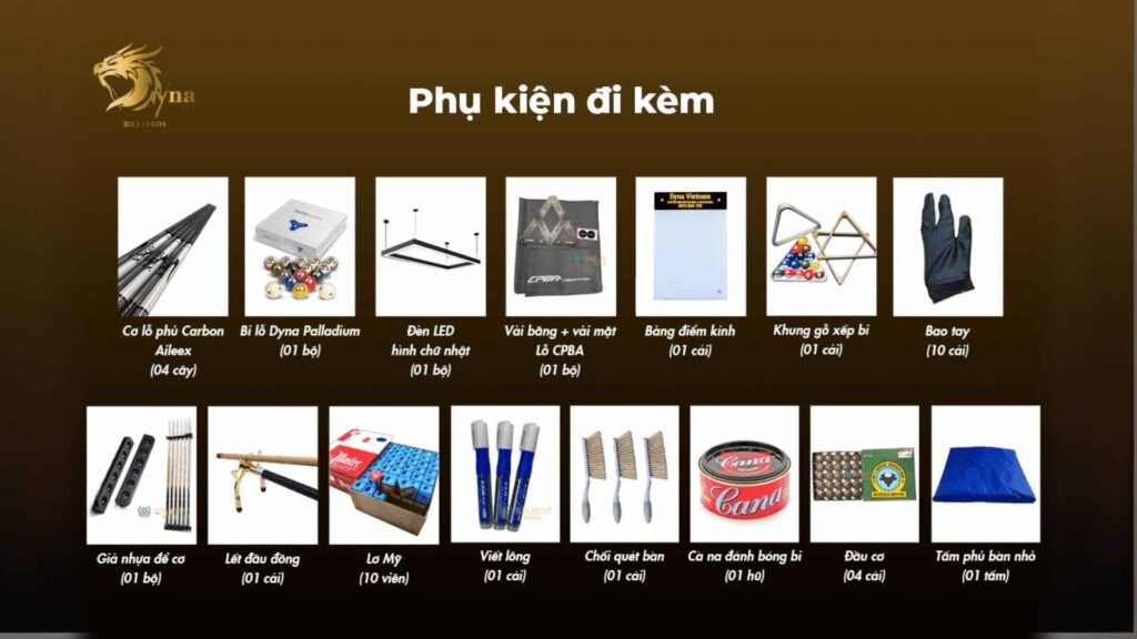 PHỤ KIỆN ĐI KÈM THEO BÀN BIDA LỖ PROSHOT