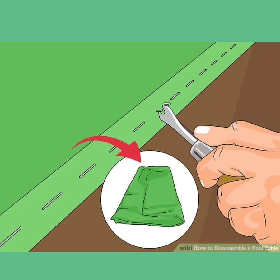 Hướng Dẫn Tháo Lắp Bàn Bida Tại Nhà Dễ Dàng Hiệu Quả 6 Tháo phần nẹp và ghim giữ nỉ trên bàn