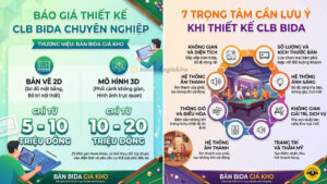 Giá bản vẽ 2D-3D cho clb bida | bida